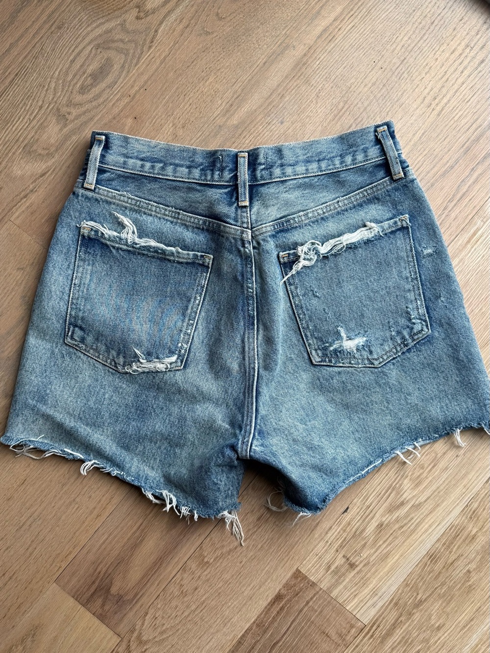 AGOLDE Dee Blue Distressed Denim Shorts sz 28 - Picture 2 of 3